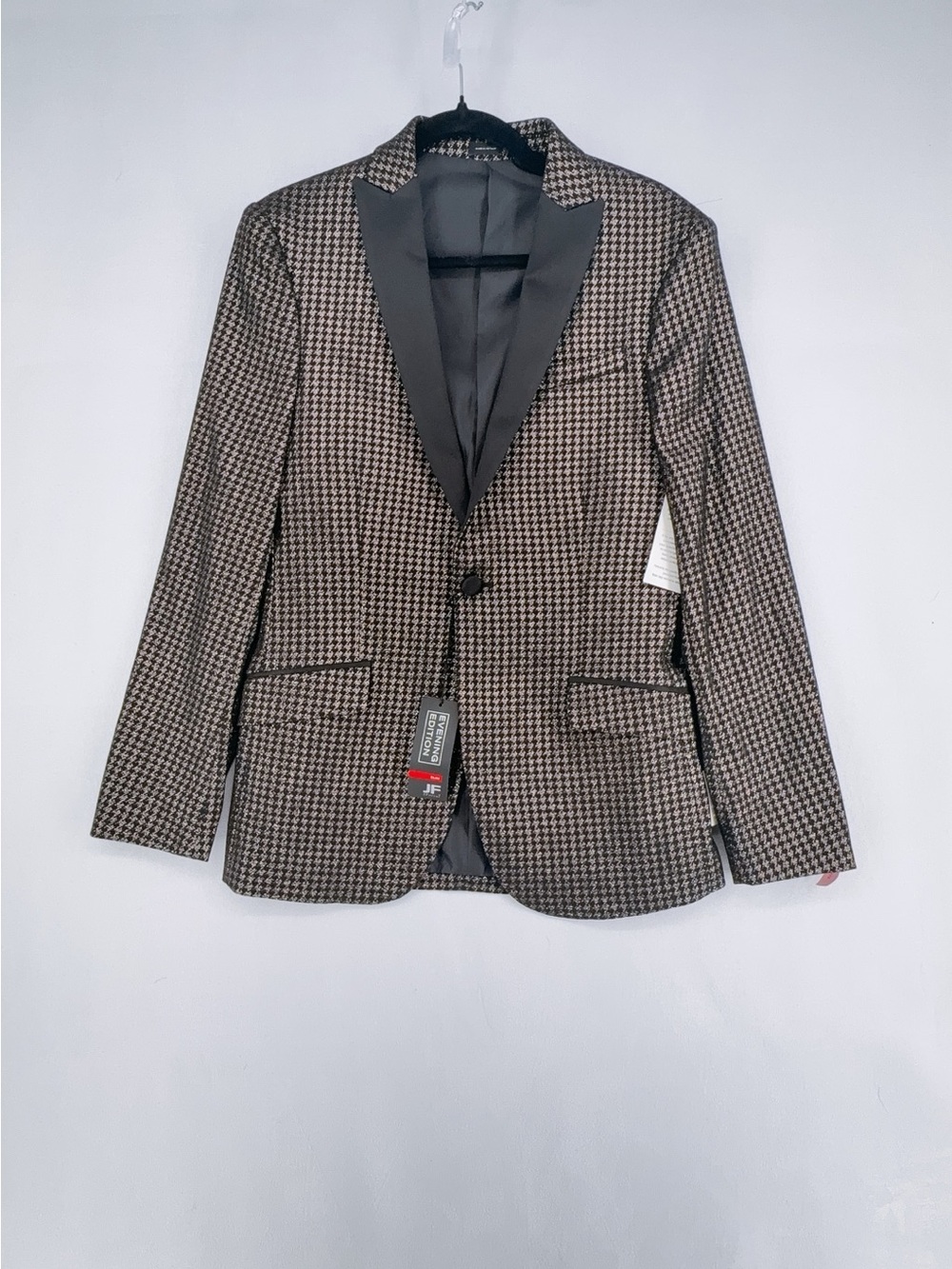 J. Ferrar Jacket Evening Edition Slim Fit Black Brown Buttons Lined Size 36 S